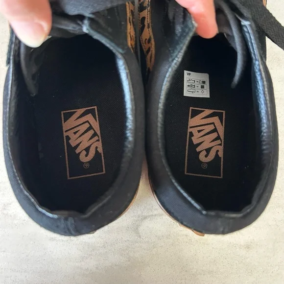 Vans Black and Leopard Print Platform Sneakers - Picture 5 of 8